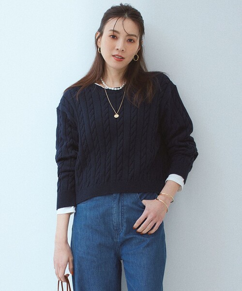 【新品タグ付】23区　ネイビー 長袖ニットセーター サイズ38 23区（ニジュウサンク） 長袖ニット 38 ネイビー レディース