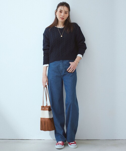 【新品タグ付】23区　ネイビー 長袖ニットセーター サイズ38 23区（ニジュウサンク） 長袖ニット 38 ネイビー レディース