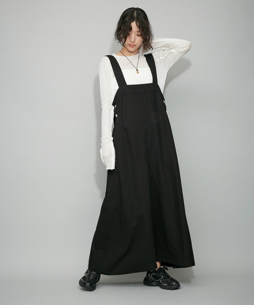 ADAM ET ROPE'（アダムエロペ） サロペットスカート FREE ブラック