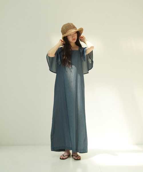 「TINA:JOJUN」 半袖ワンピース M インディゴブルー レディース_画像8
