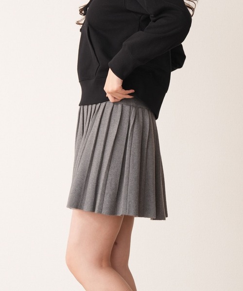 Nohea スカート リブニット フレアプリーツ ミニスカート : ZOZOTOWN