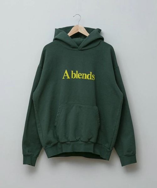 パーカー A blends 製品染めフロッキープリントスウェットパーカ メンズ