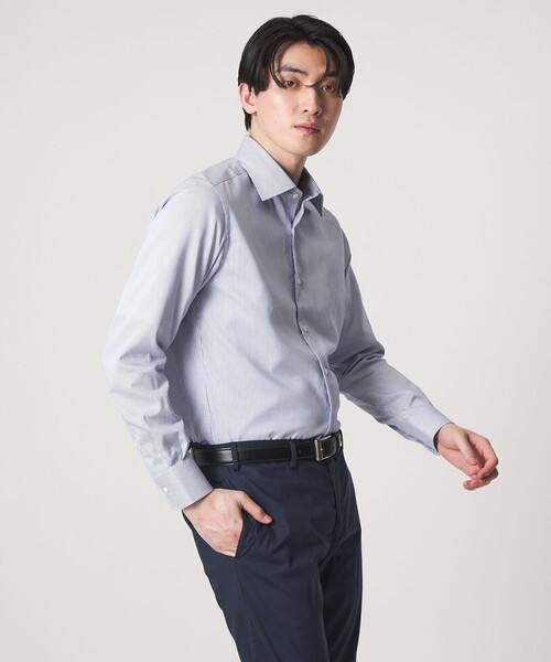 A DAY IN THE LIFE シャツ ツイル ストライイプ セミワイドカラー