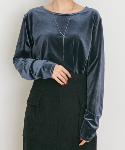 「UR Lab.」 長袖カットソー FREE ブルー レディース_画像4