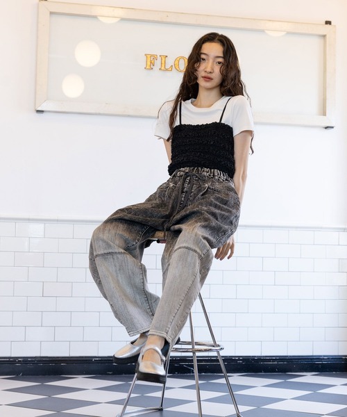 niko and…（ニコアンド） デニムパンツ MEDIUM ブラック レディース