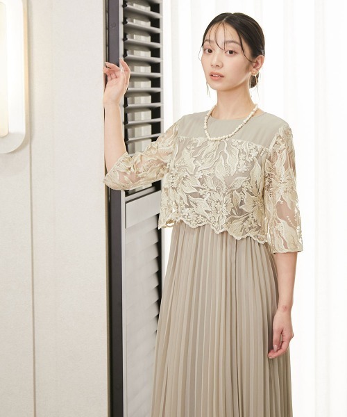 「Jolie et Jolie」 半袖ワンピース 3L ネイビー レディースの画像