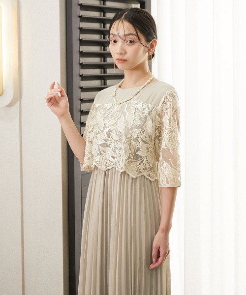 「Jolie et Jolie」 半袖ワンピース 3L ネイビー レディースの画像