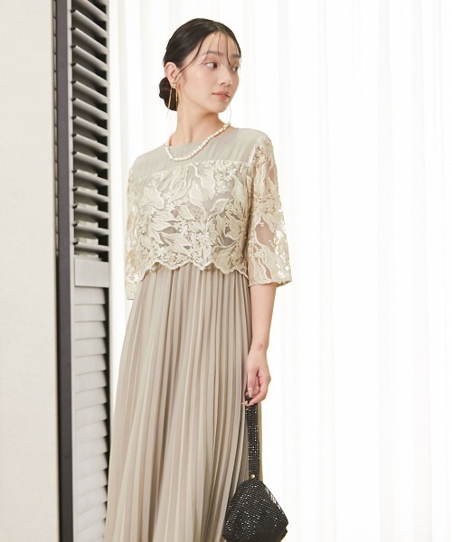 「Jolie et Jolie」 半袖ワンピース 3L ネイビー レディースの画像
