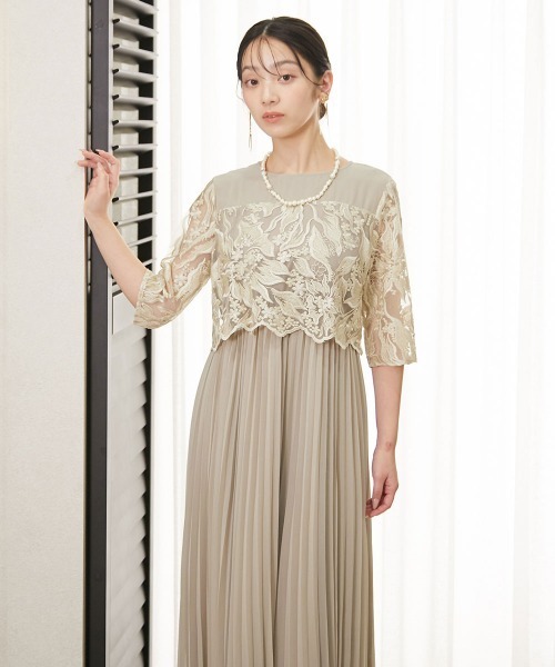 「Jolie et Jolie」 半袖ワンピース 3L ネイビー レディースの画像