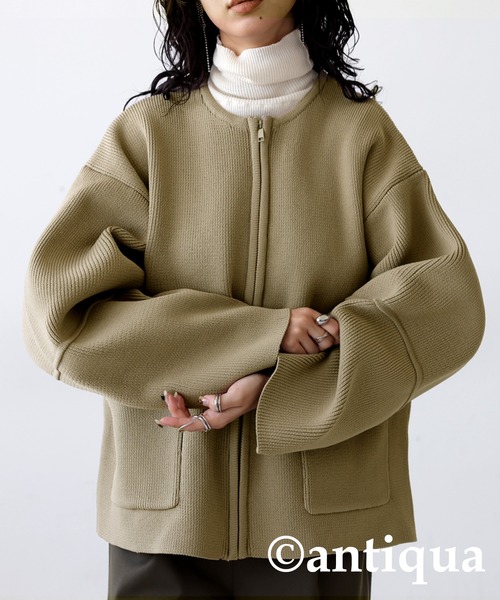 「antiqua」 ニットカーディガン FREE 杢グレー レディース_画像7