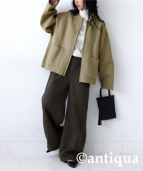 「antiqua」 ニットカーディガン FREE 杢グレー レディース_画像9