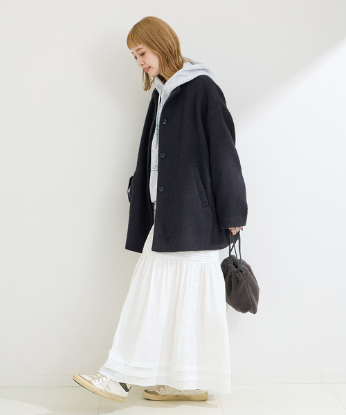 「B.C STOCK」 ノーカラーコート FREE アイボリー レディース_画像3