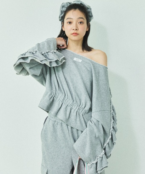 ○数量限定＊袖フリルスウェットトップス○ KOBE LETTUCE（神戸レタス） トレーナー スウェット 袖フリルショート