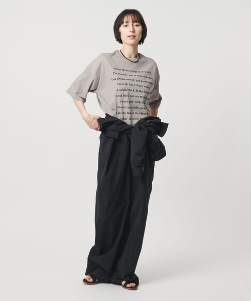 sacra プレミアムコットンロゴトップス 定価20900円 長袖Ｔシャツ カットソー ロンＴ 24SS チャコールグレー レディース サクラ【中古】4-0410M♪ SACRA - sacra プレミアムコットンロゴトップス 定価20900円 長袖T