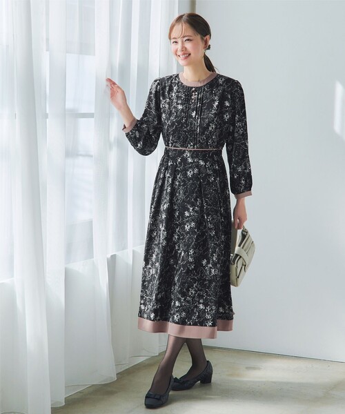 「Tiaclasse」 長袖ワンピース XX-LARGE ブラック レディース_画像3