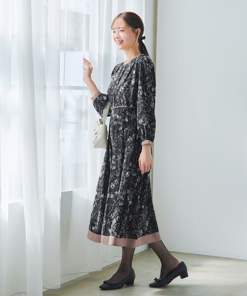 「Tiaclasse」 長袖ワンピース XX-LARGE ブラック レディース_画像8