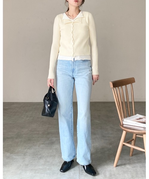 She's Closet カーディガン バイカラー レイヤード風 配色 襟付き