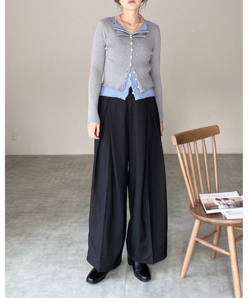 She's Closet カーディガン バイカラー レイヤード風 配色 襟付き