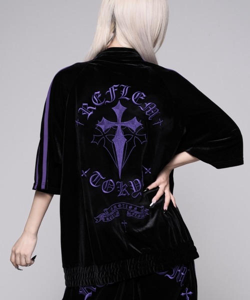 レフレム REFLEM クロス刺繍ベロアトラックジャージ REFLEM（レフレム） ジャージ 「REFLEM/レフレム」クロス刺繍ベロア