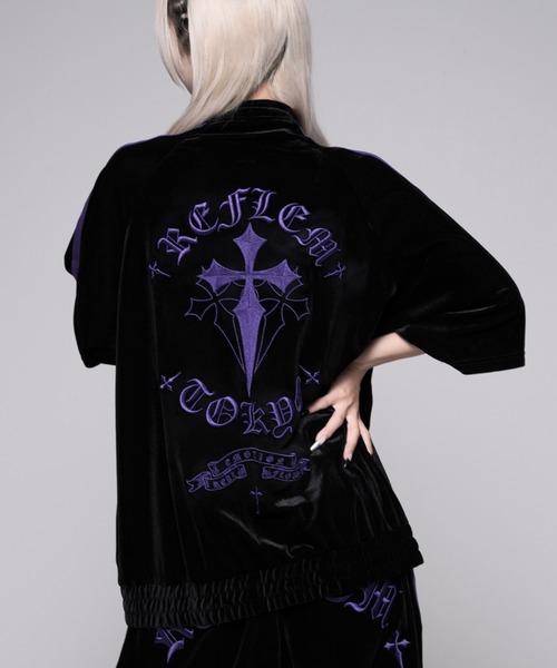 REFLEM（レフレム） ジャージ 「REFLEM/レフレム」クロス刺繍ベロア