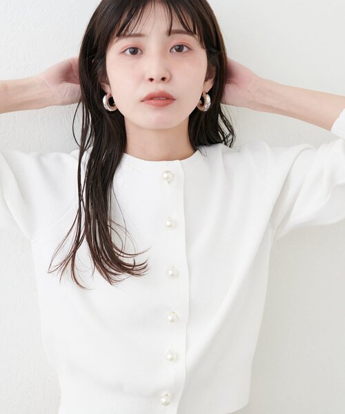 「natural couture」 ニットカーディガン FREE チャコールグレー レディース_画像2