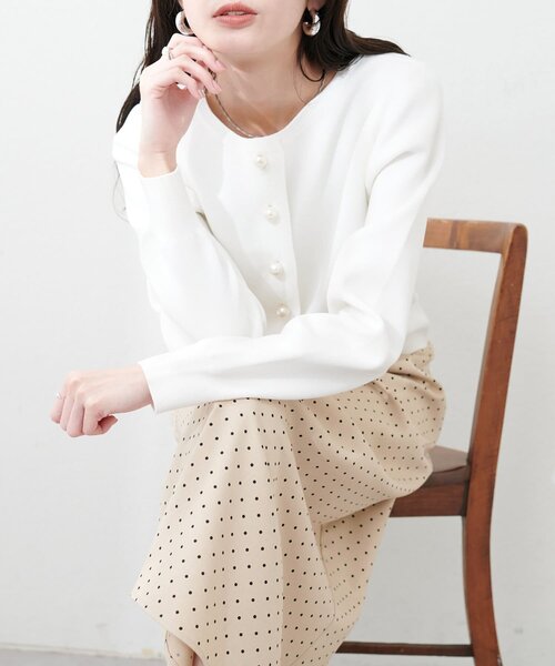 「natural couture」 ニットカーディガン FREE チャコールグレー レディース_画像3