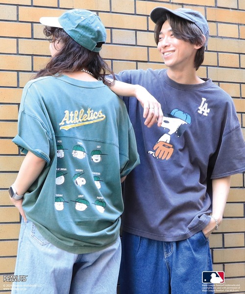 「DOUBLE NAME」 半袖Tシャツ「Cooperstown Ball Cap×Vintage PEANUTSコラボ」 FREE ブラック レディ_画像7