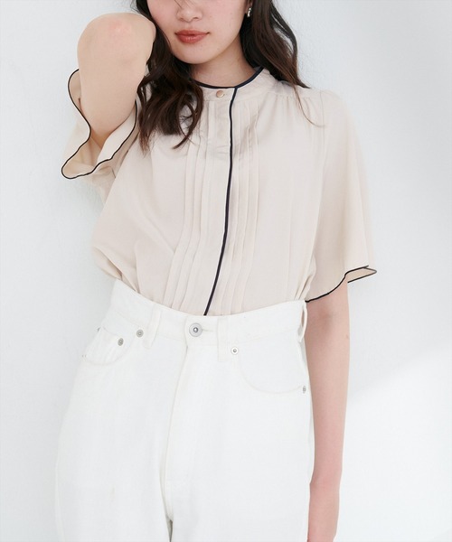 natural couture ブラウス シャツ 半袖 「ZOZO限定」パイピングタック