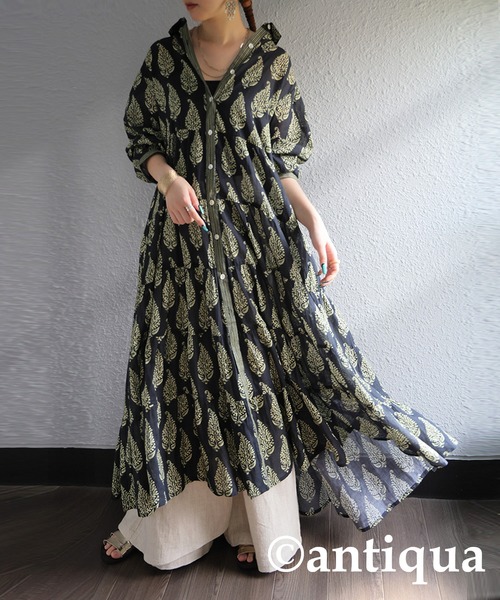 「antiqua」 シャツワンピース ONESIZE ブラック レディース_画像4