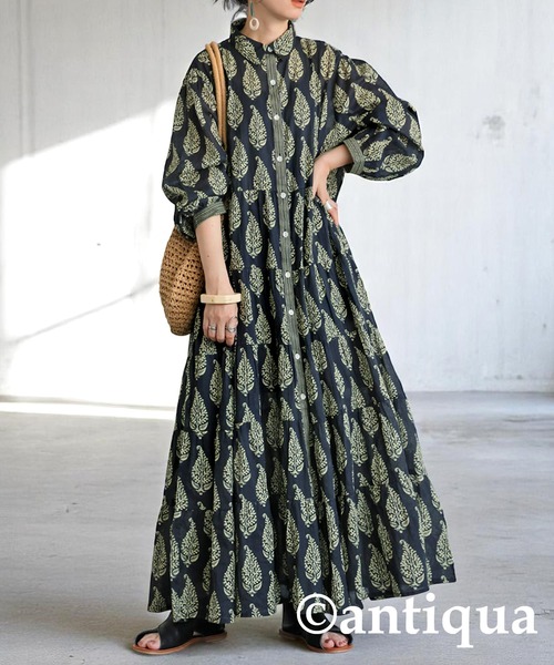「antiqua」 シャツワンピース ONESIZE ブラック レディース_画像6