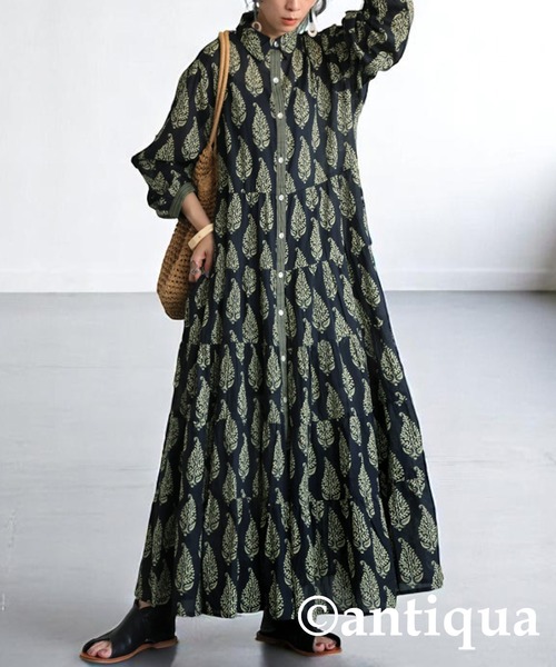 「antiqua」 シャツワンピース ONESIZE ブラック レディース_画像8