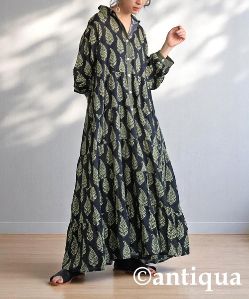 「antiqua」 シャツワンピース ONESIZE ブラック レディース_画像9
