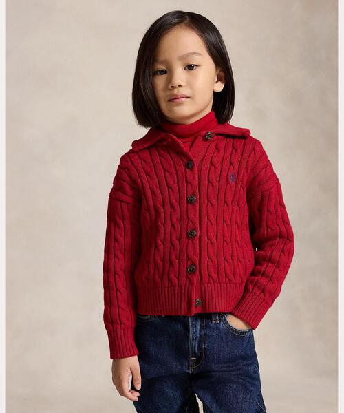 POLO RALPH LAUREN ケーブルニット カーディガン レッド Polo Ralph Lauren Childrenswear ラルフローレン カーディガン