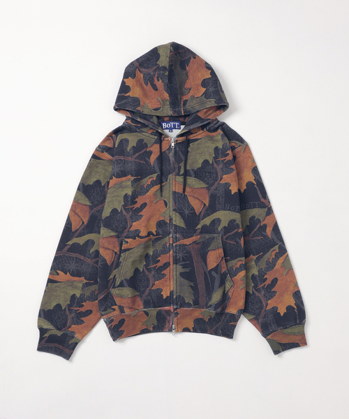 BoTT（ボット） パーカー WASHED TREE CAMO ZIP HOODIE メンズ