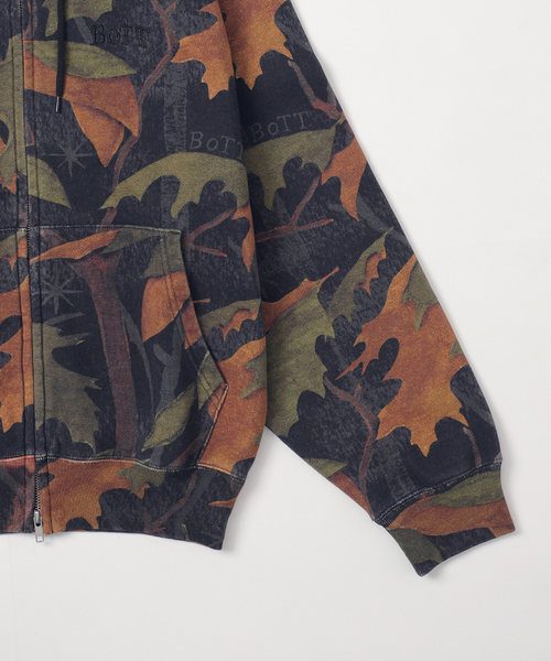 BoTT（ボット） パーカー WASHED TREE CAMO ZIP HOODIE メンズ