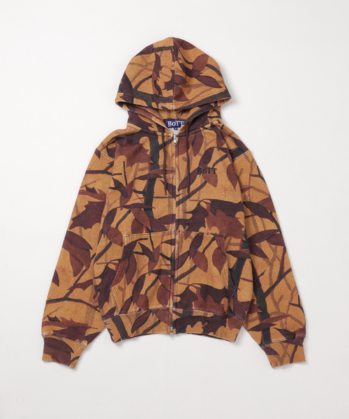 BoTT（ボット） パーカー WASHED TREE CAMO ZIP HOODIE メンズ