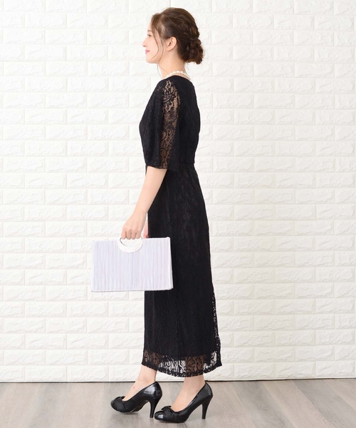 Lace Ladies（レースレディース） ドレス スリット入りフリル五分袖 総