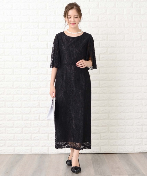 Lace Ladies（レースレディース） ドレス スリット入りフリル五分袖 総