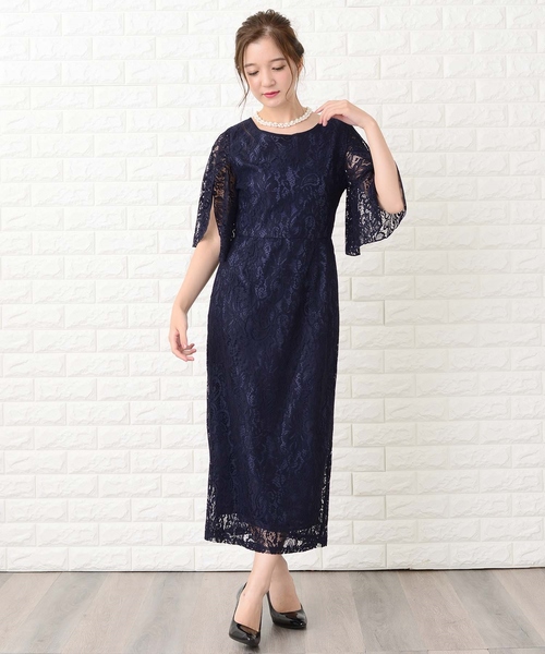 Lace Ladies（レースレディース） ドレス スリット入りフリル五分袖 総