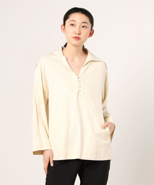 ブラウス シャツ DOMENICO+SAVIO raw silk sailor collar tops レディース