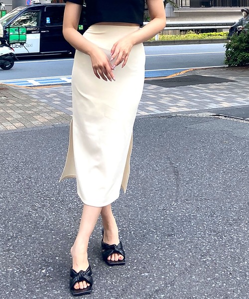 【美品】PLEATS PLEASE ロングタイトスカート　サイドスリット　M タイトスカート サイドスリットのおすすめ人気商品一覧 通販