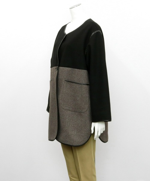 大人気完売品☆Cen. パイピングコート☆ノーカラージャケット☆ブラック☆日本製 大人気完売品☆Cen. パイピングコート☆ノーカラージャケット