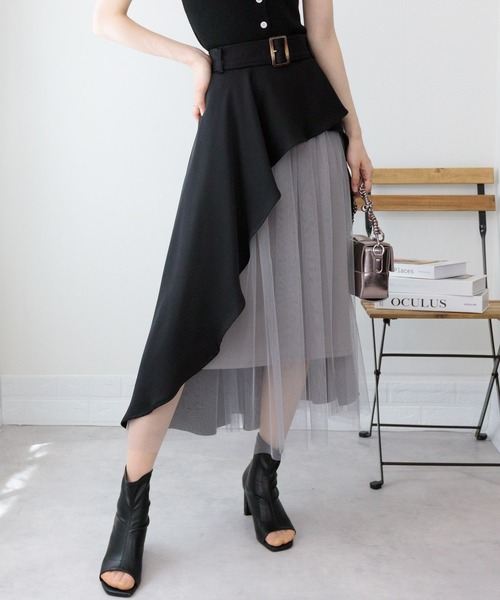 [Salvatore Ferragamo]バスク仕上げのアシンメトリースカート pumpkin port スカート チュール使い アシンメトリー : ZOZOTOWN