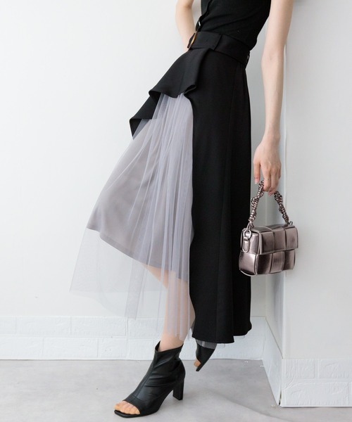 [Salvatore Ferragamo]バスク仕上げのアシンメトリースカート pumpkin port スカート チュール使い アシンメトリー : ZOZOTOWN
