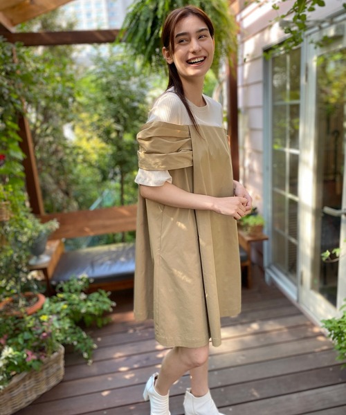 AVIE（アビィ） チュニック タスランオフショルダーデザインチュニック