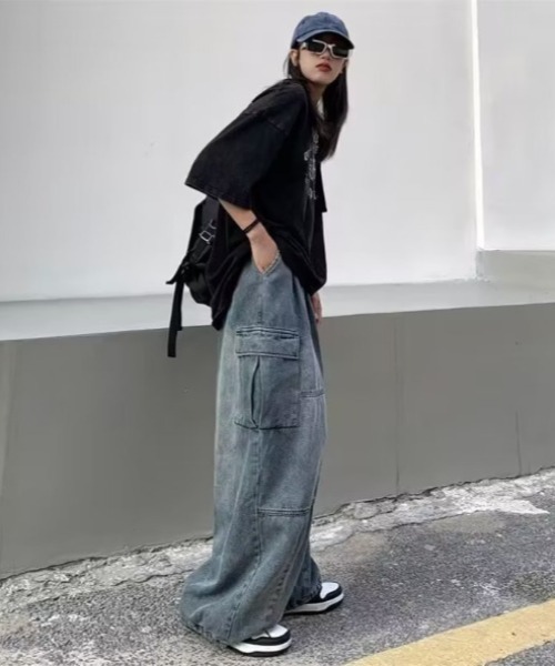 ジーンズ デニムカーゴパンツ_ユニセックス メンズ レディース