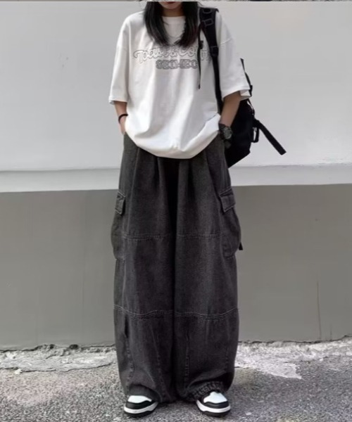   JEANS/カーゴ バンディング パンツ/ユニセックス genderユニセックスコットンカーゴパンツ 韓国ファッション