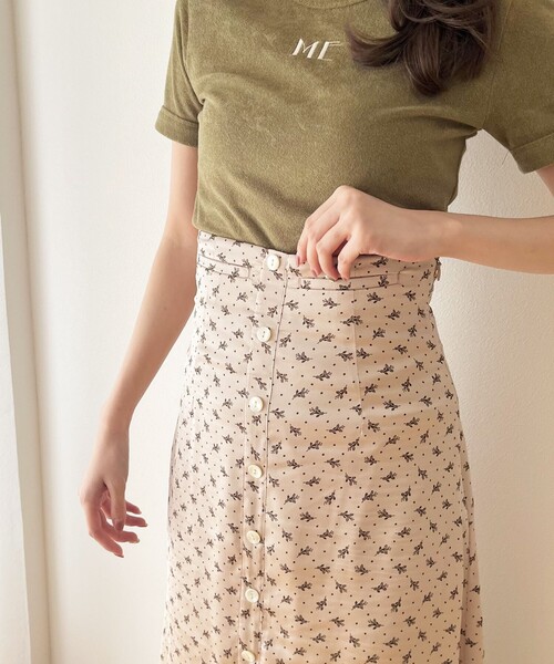 me&me couture スカート プチフルールボタンダウンフレアスカート  