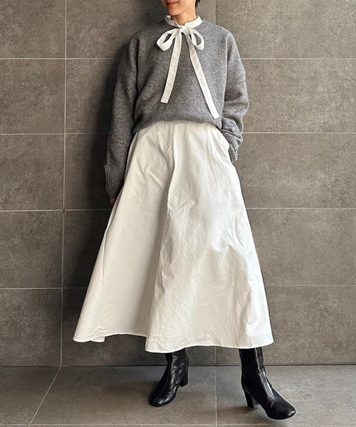 Bonjour Sagan ブラウス シャツ タックロングスリーブボウタイ