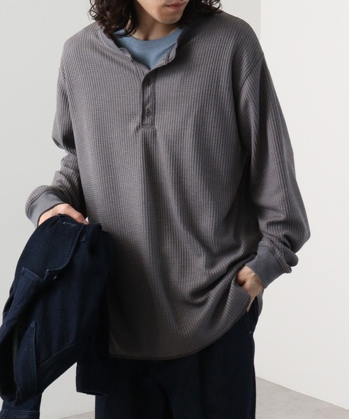 RRLワッフルヘンリーネックロングTシャツ Many men, many minds. tシャツ ワッフルヘンリーネックロング